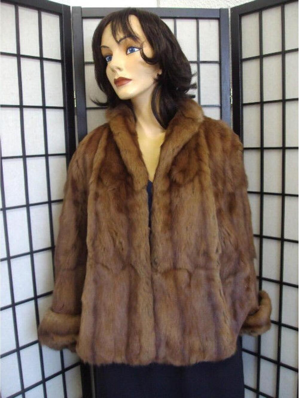 MINT BROWN SQUIRREL FUR CAPE JACKET WOMEN WOMAN SZ MEDIUM